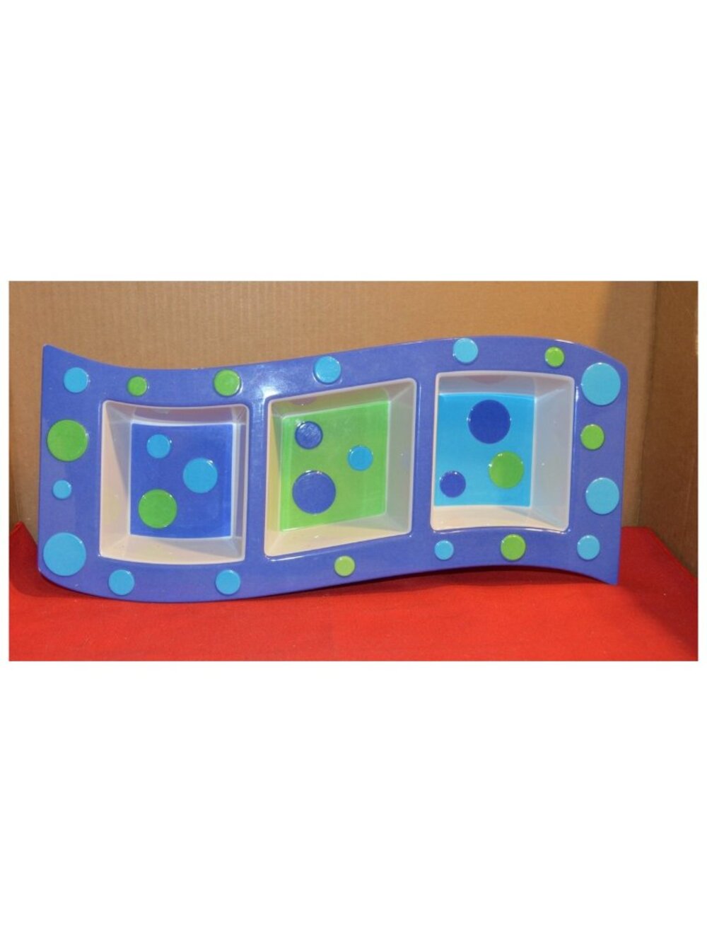 3 Compartment Condiment Dip Sauce Serving Tray Melamine Plastic ~16-1/8" L